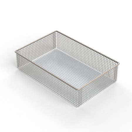 Anysizebasket Light Duty Basket: 12Lx8Wx1H, 304 SS, No Handles, Mesh: 2 x .063 FLB-120080030-N02S